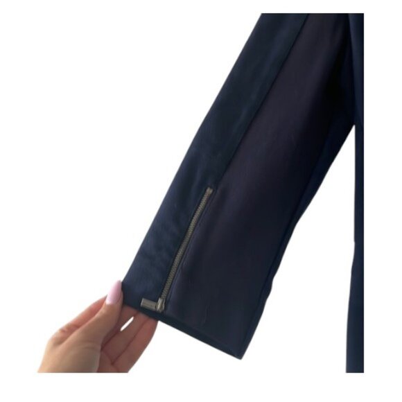 BCBG Max Azna blue faux suede zip jacket size L - Picture 3 of 5